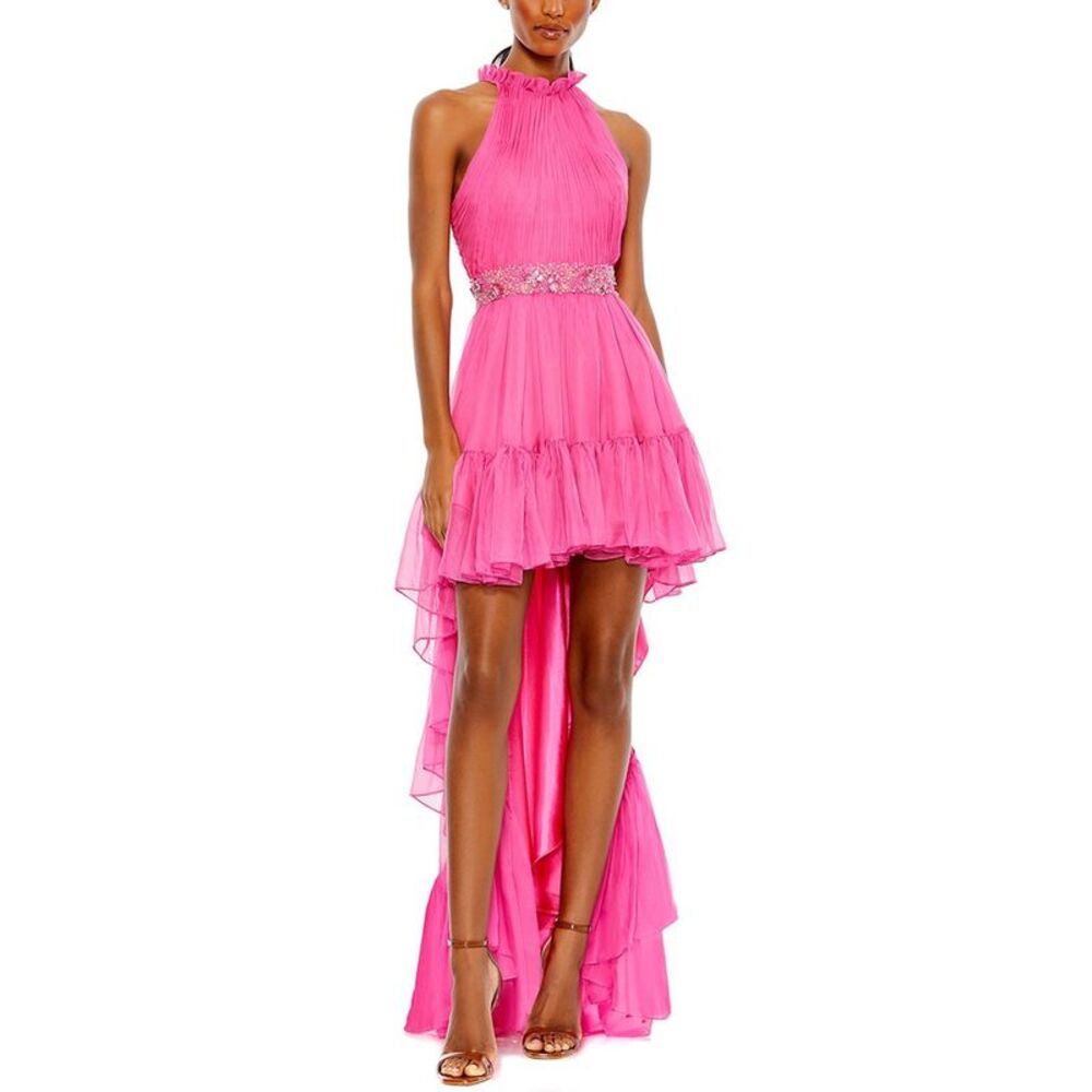 Mac Duggal Halter Neck High Low Flowy Gown
